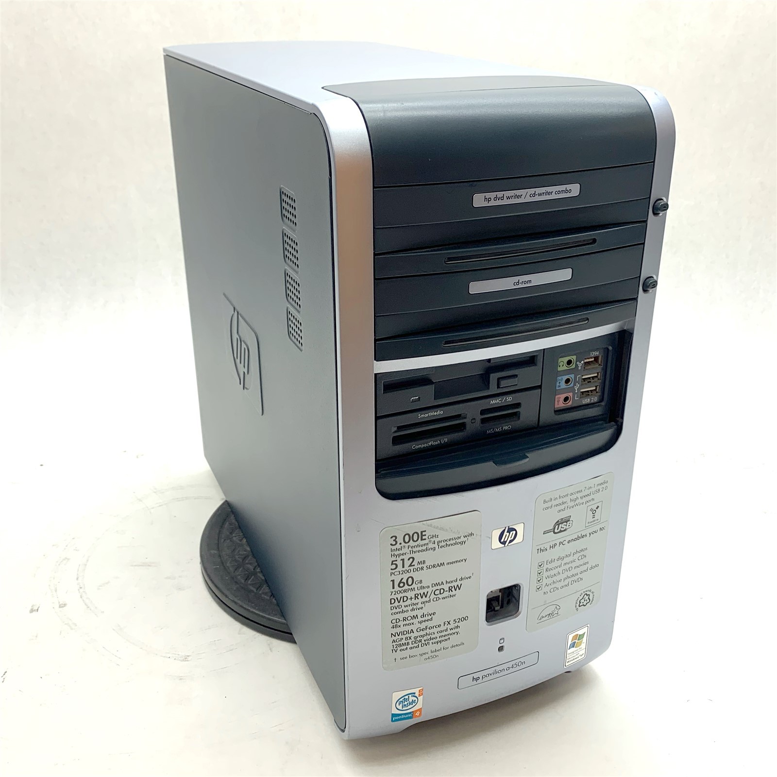 HP Pavilion a450n Tower PC Intel Pentium 4 3.00GHz Radeon 6000 1GB DDR No Drives