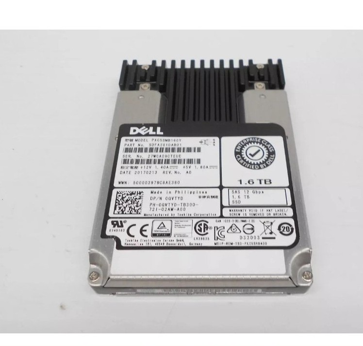 NEW 0GVTYD GVTYD DELL PX05SMB160Y 1.6TB 2.5" SAS 12G MU SSD Solid State Drive