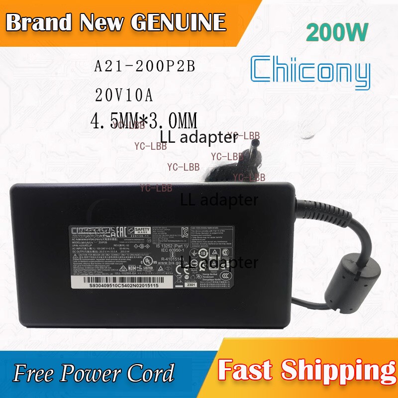 A21-200P2B Original Brand New Chicony 20v 10a Power Adapter A200A022P Charger