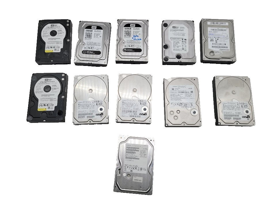 Lot of 11 Hard Drive 500gb 3.5" SATA HDD Different Brand check the description