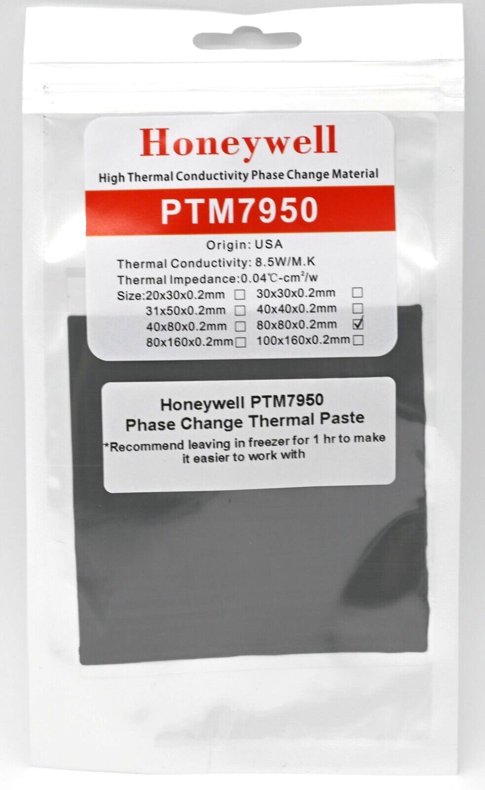 Honeywell PTM7950 80x80x0.2mm Phase Change Thermal Paste Laptop CPU Graphics