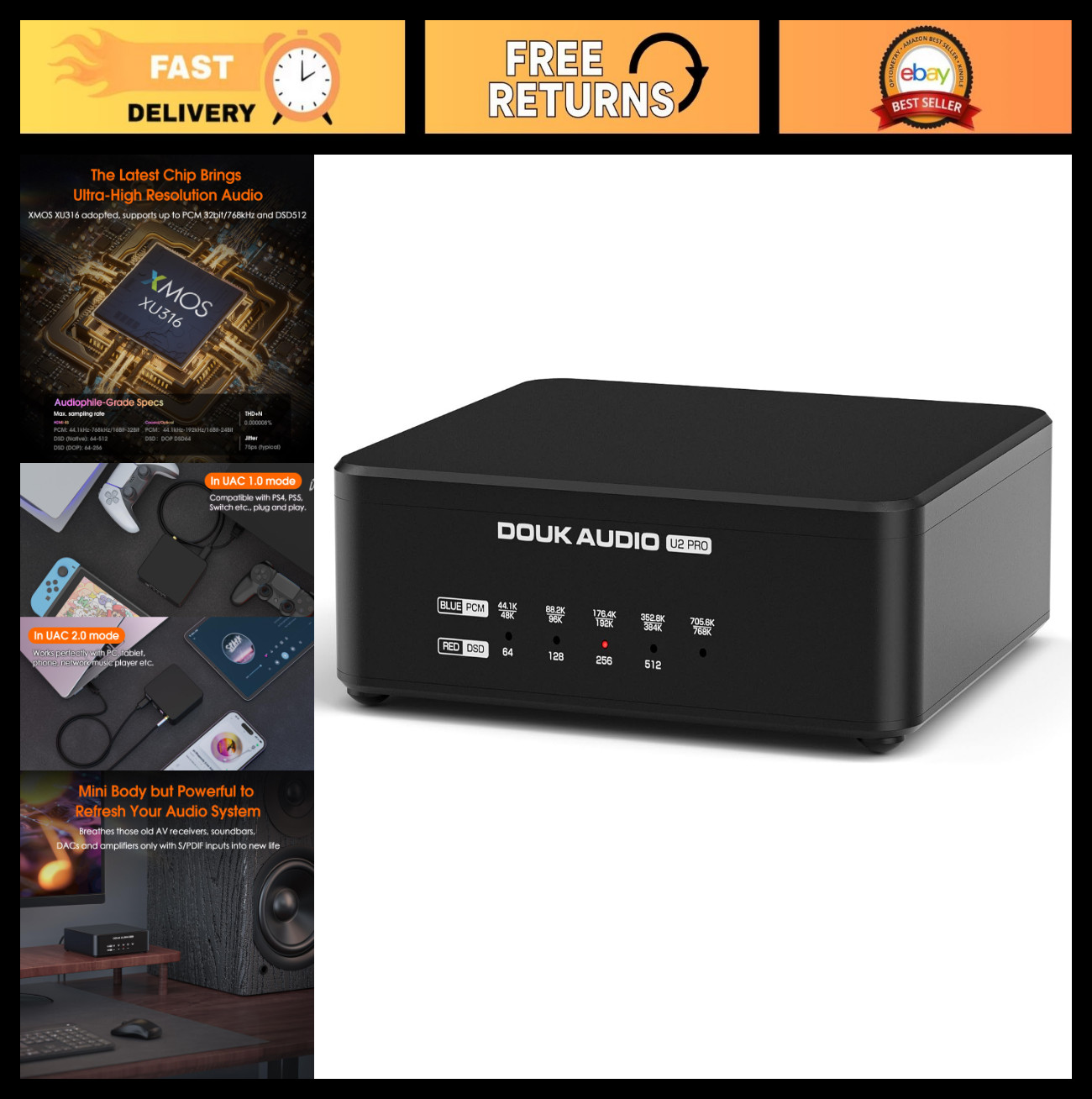 USB to Optical Adapter - Digital Audio Converter, DDC Reclocker, Opt/Coax/HDMI I