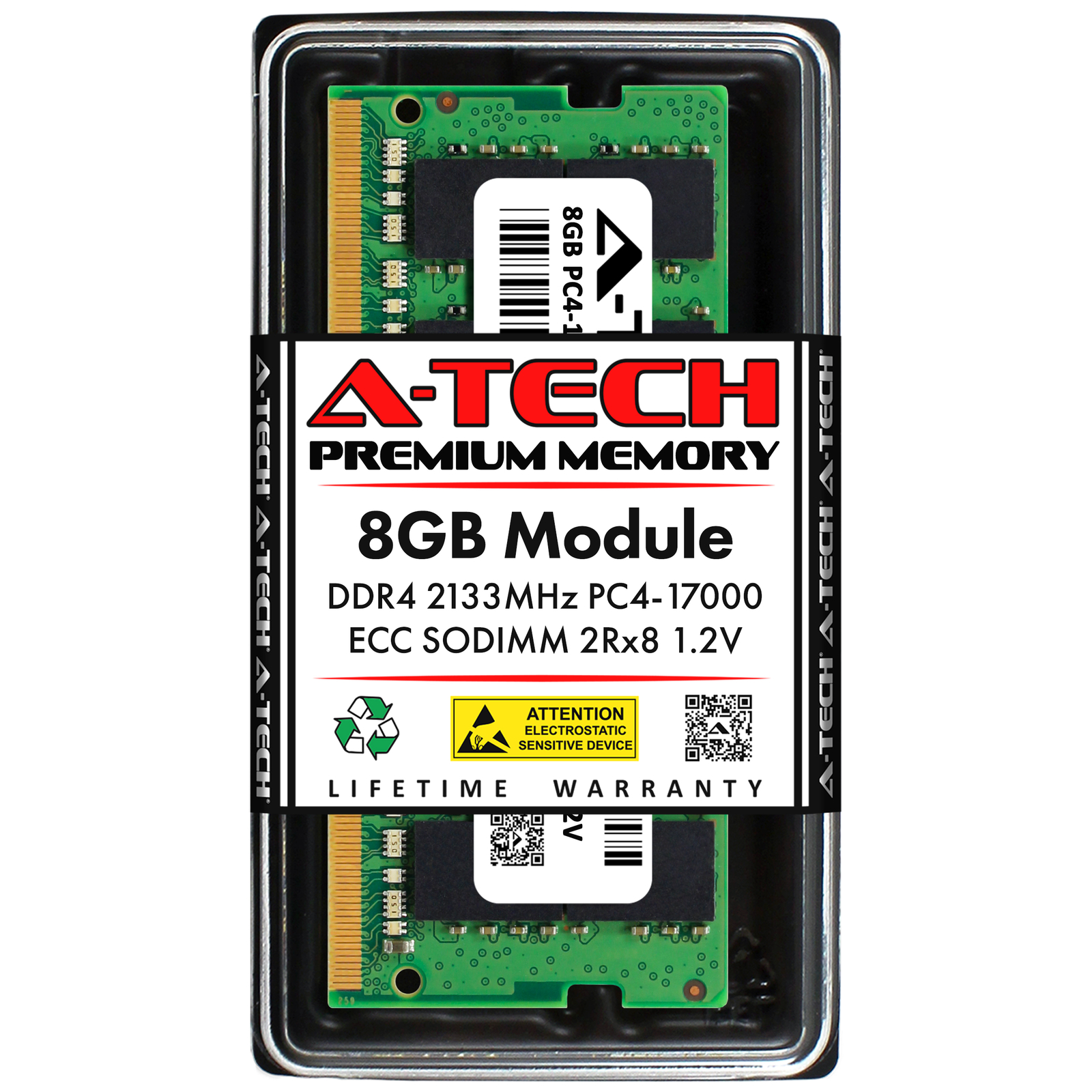 A-Tech 8GB 2Rx8 PC4-17000 DDR4 2133 MHz ECC Unbuffered SO-DIMM Server Memory RAM