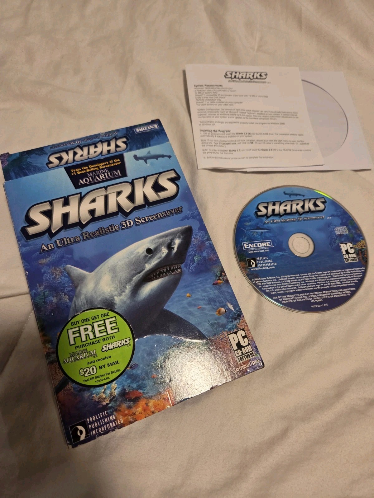 Sharks Ultra Realistic 3D Screensaver PC Software Works VTG RARE