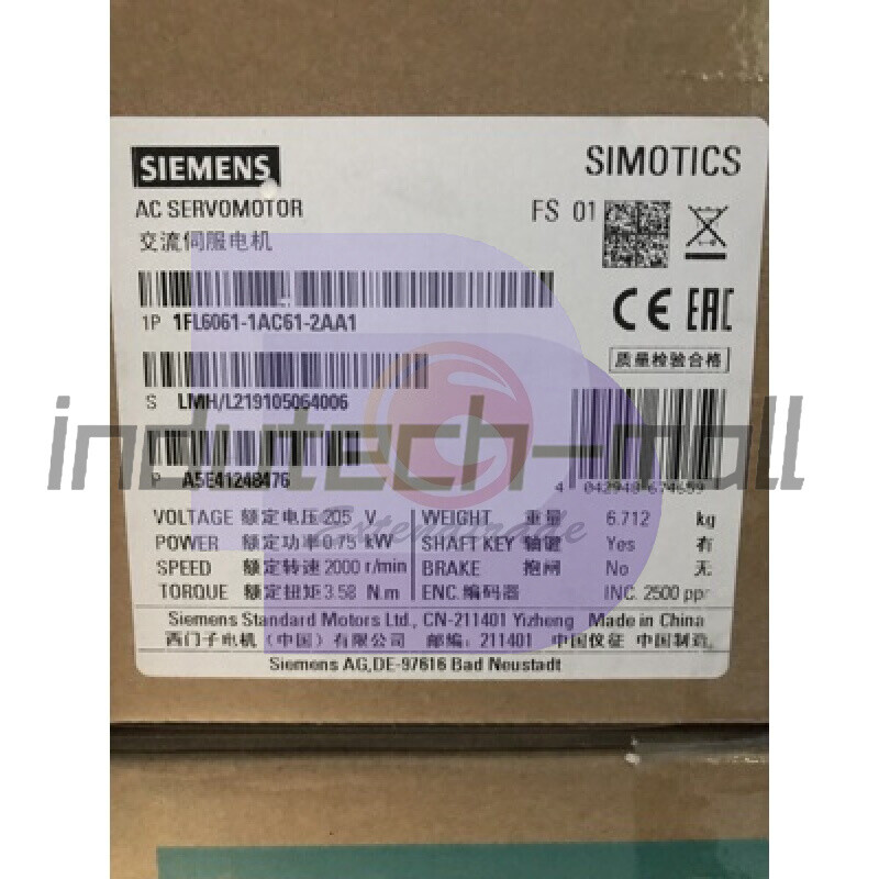 1PCS Siemens 1FL6061-1AC61-2AA1 Servo Motor NEW