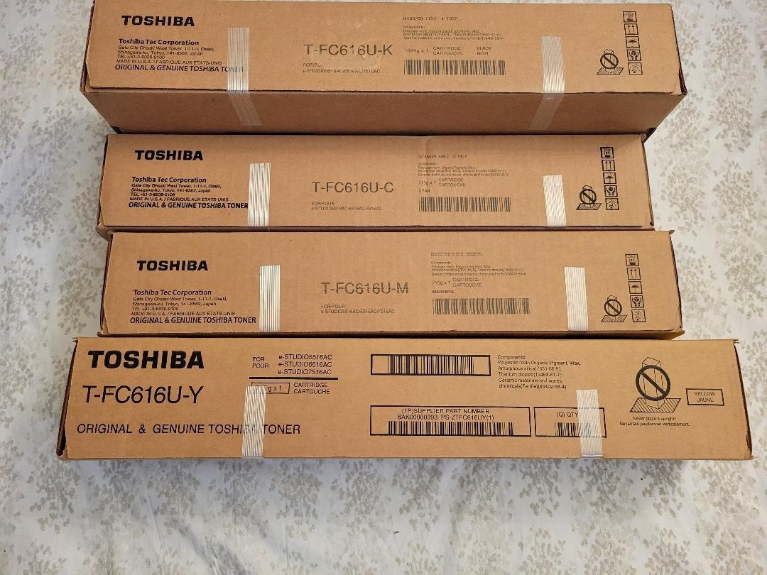 Genuine Toshiba T-FC616U CMYK Set T-FC616U-K T-FC616U-C T-FC616U-M T-FC616U-Y