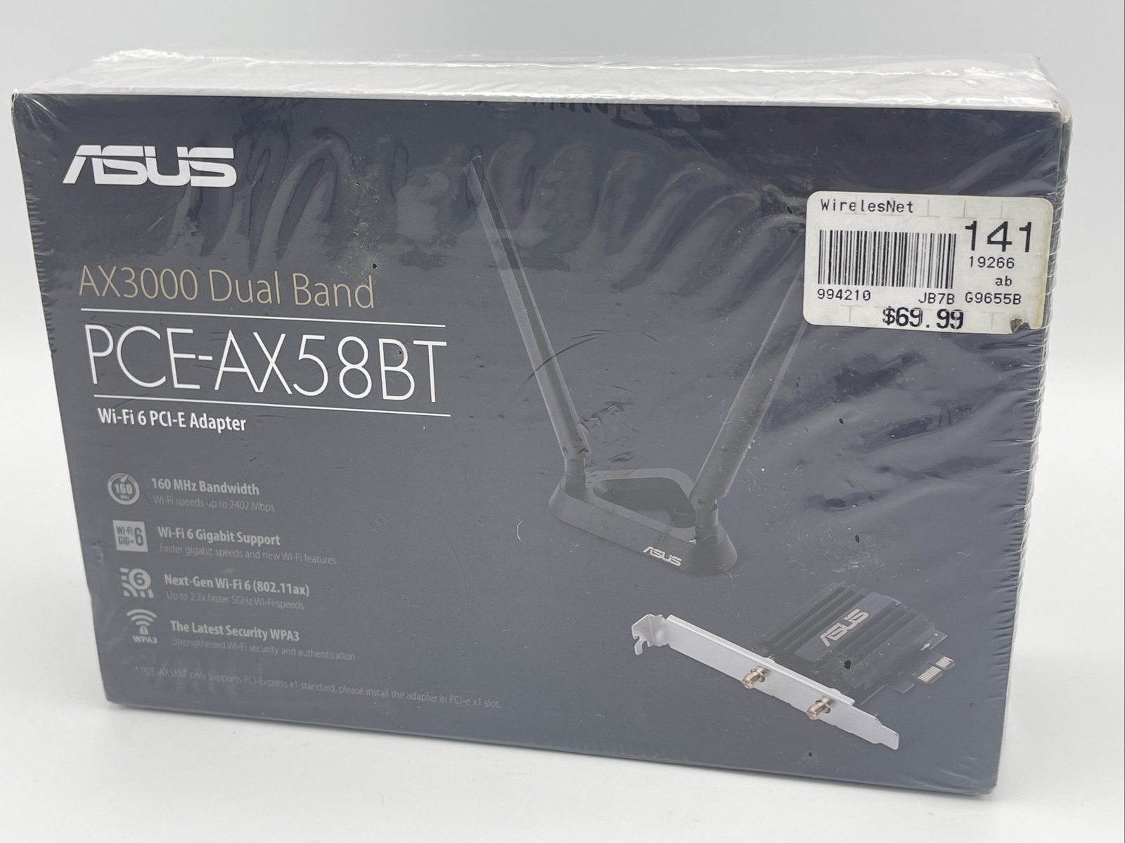 ASUS PCE-AX58BT Wi-Fi 6 (802.11AX) AX3000 Dual-Band Pcie Wi-Fi Adapter