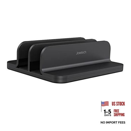 Dual Aluminum Vertical Laptop Stand Organizer, Sturdy Notebook Computer Black