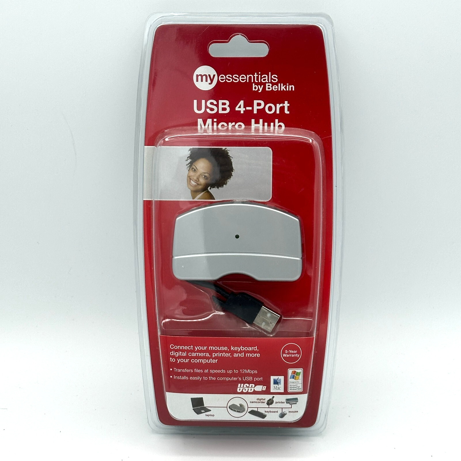 My Essentials By Belkin USB  4 Port Micro Hub. New