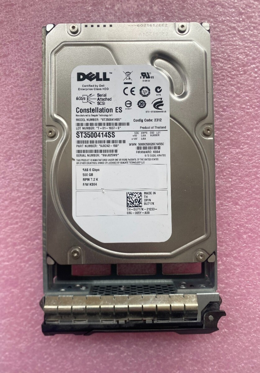 Dell Constellation ES ST3500414SS 500GB SATA / 16MB Cache 7200RPM 3.5" Caddy Inc