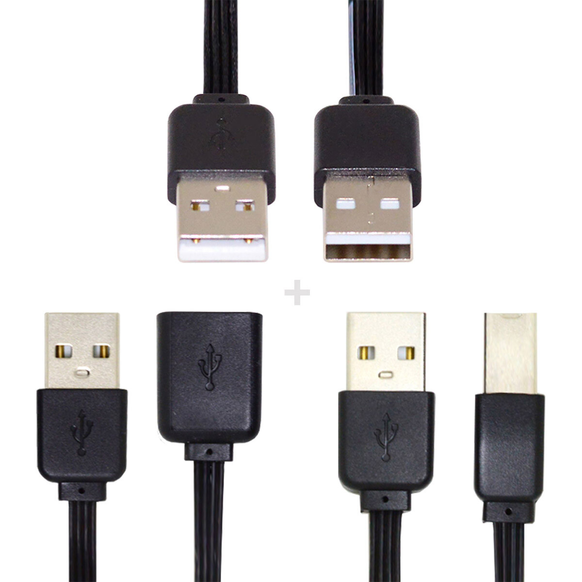 Cablecy  Mini USB Female Extension Male Data Flat Slim Cable 3pcs/lot USB 2.0