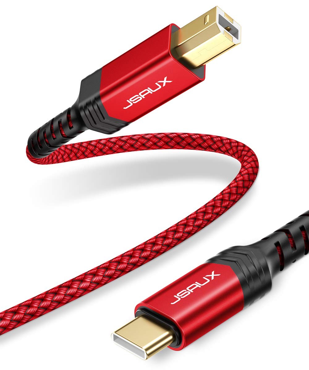 JSAUX USB B to C Cable 10ft, C Printer Compatible 10 ft, Red