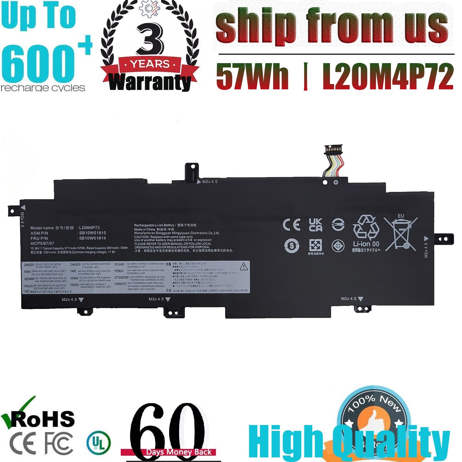 New  L20C4P72 L20M4P72 L20D4P72 Battery For Lenovo ThinkPad T14s Gen 2