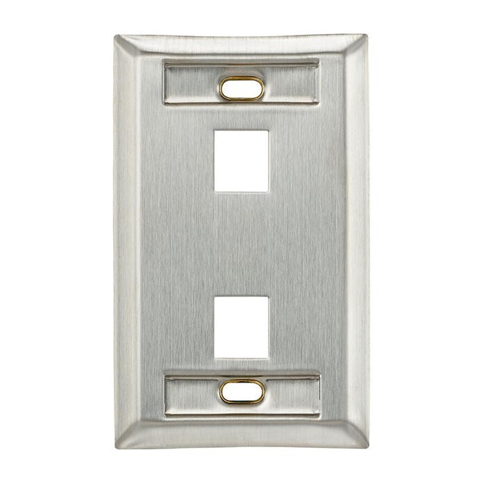 Leviton 43080-1L2 Stainless Steel Wallplate Single-Gang 2-Port with ID Windows
