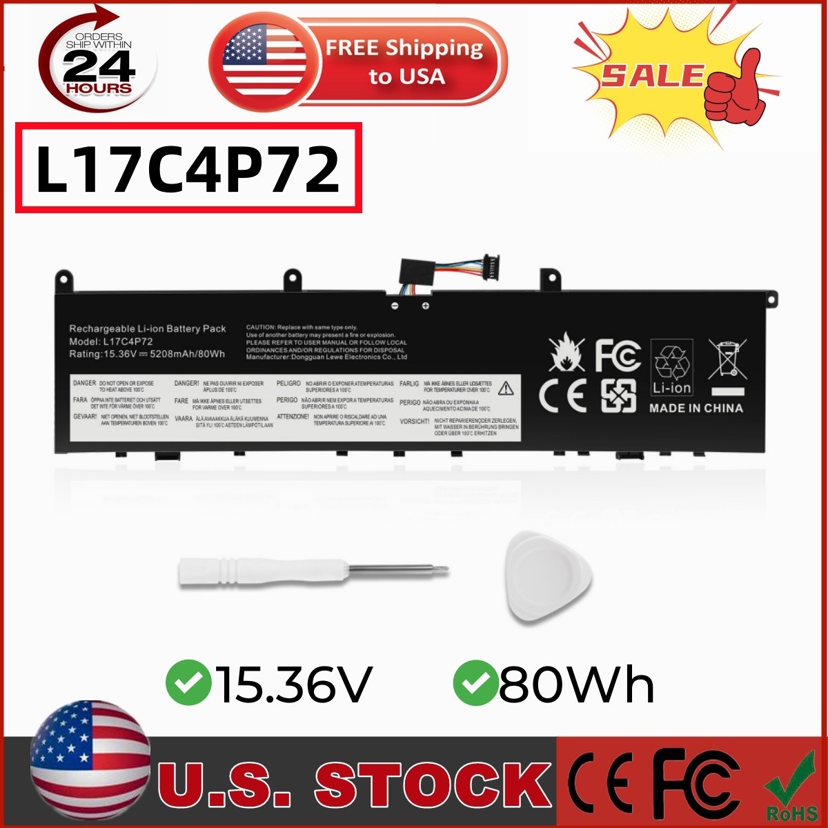 L17C4P72 Battery for Lenovo ThinkPad P1 X1 Extreme 1st 2nd Gen 01YU911 01AY969