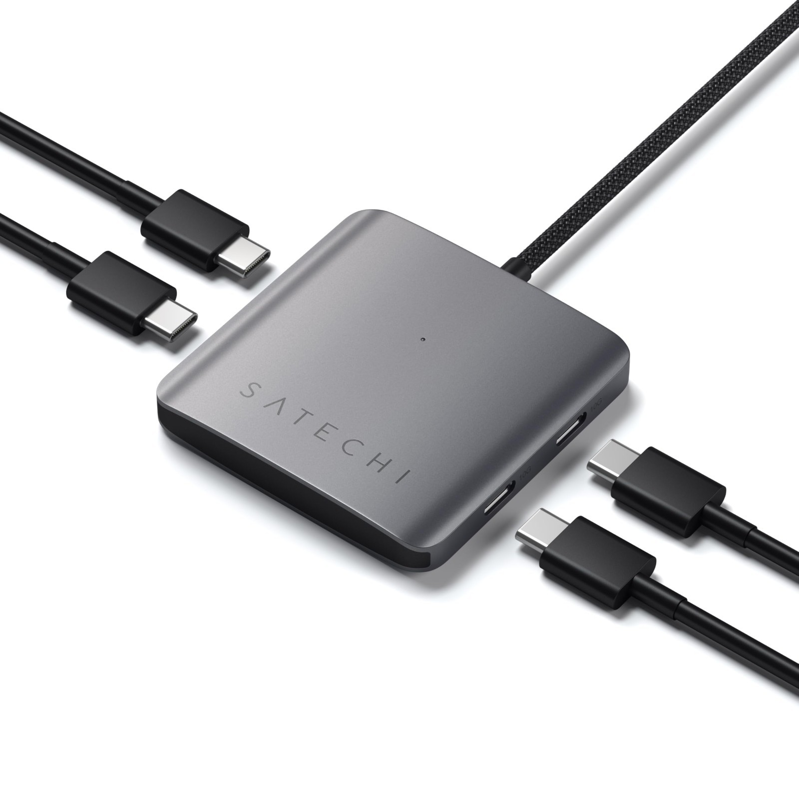 4-in-1 USB-C Hub, Aluminum Enclosure, Space Gray
