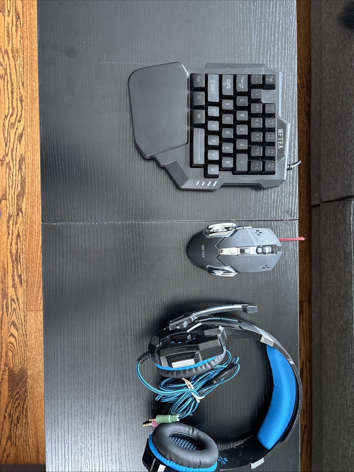 MFTEK One Hand Gaming Meyboard Mouse Set with Gaming Headset