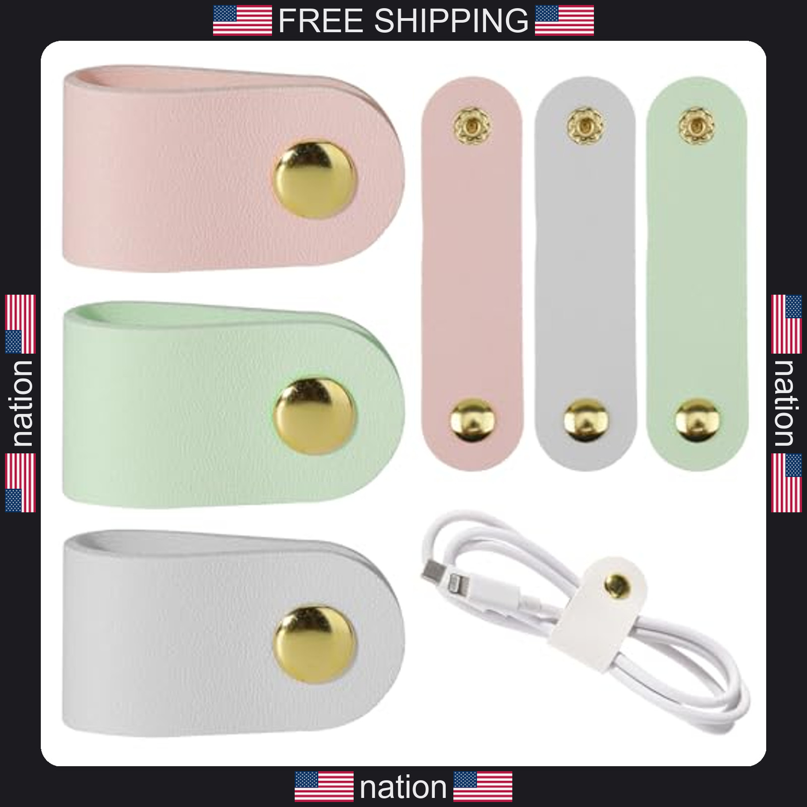 Leather cord organizer 6pcs reusable cable ties for phone charger power