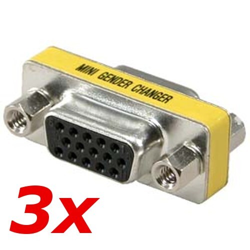 3 Pack - VGA Female to Female Gender Changer Adapter Coupler DB15 SVGA 15-Pin