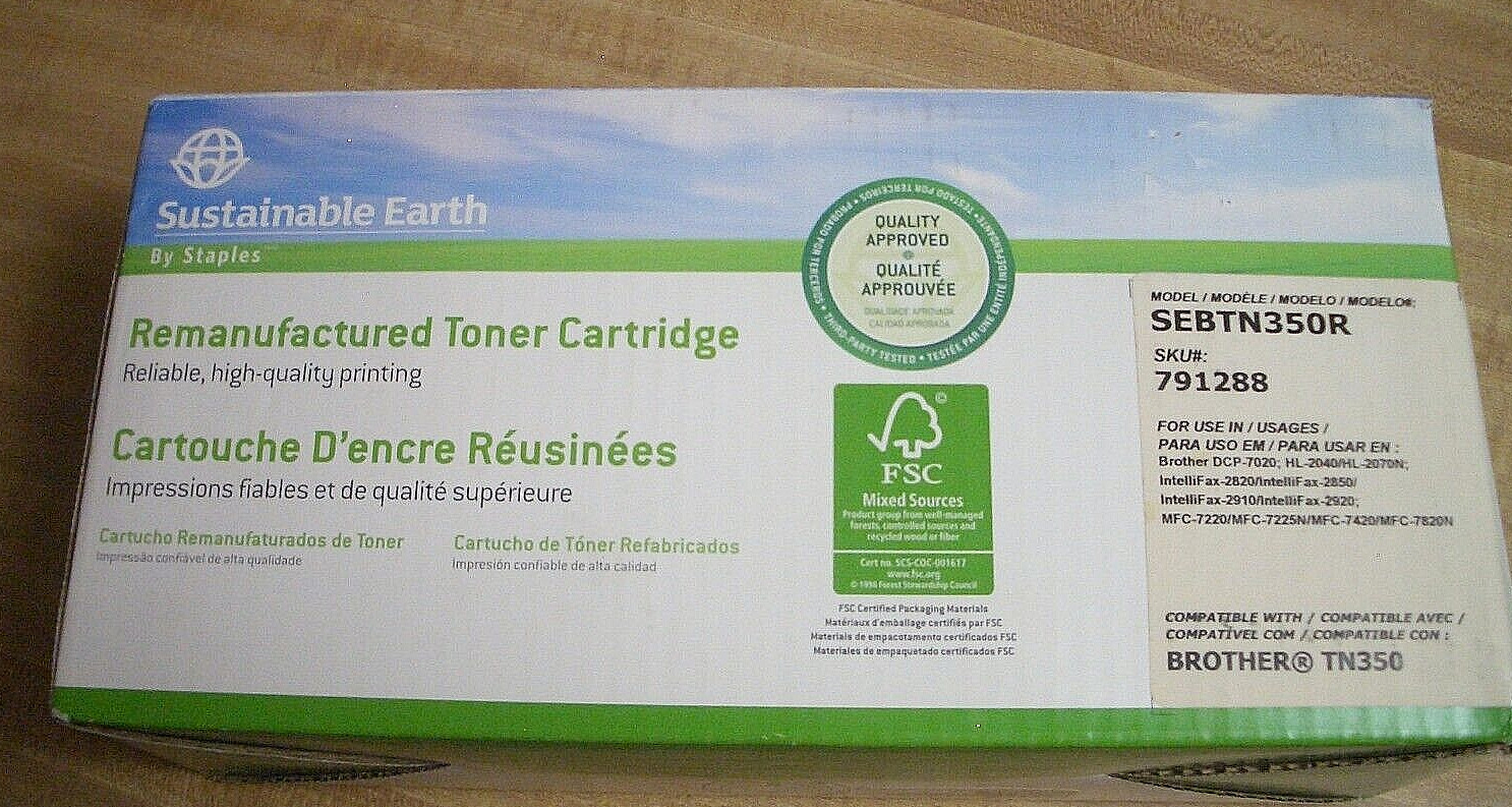New Sealed Sustainable Earth SEBTN350R Black Toner Cartridge