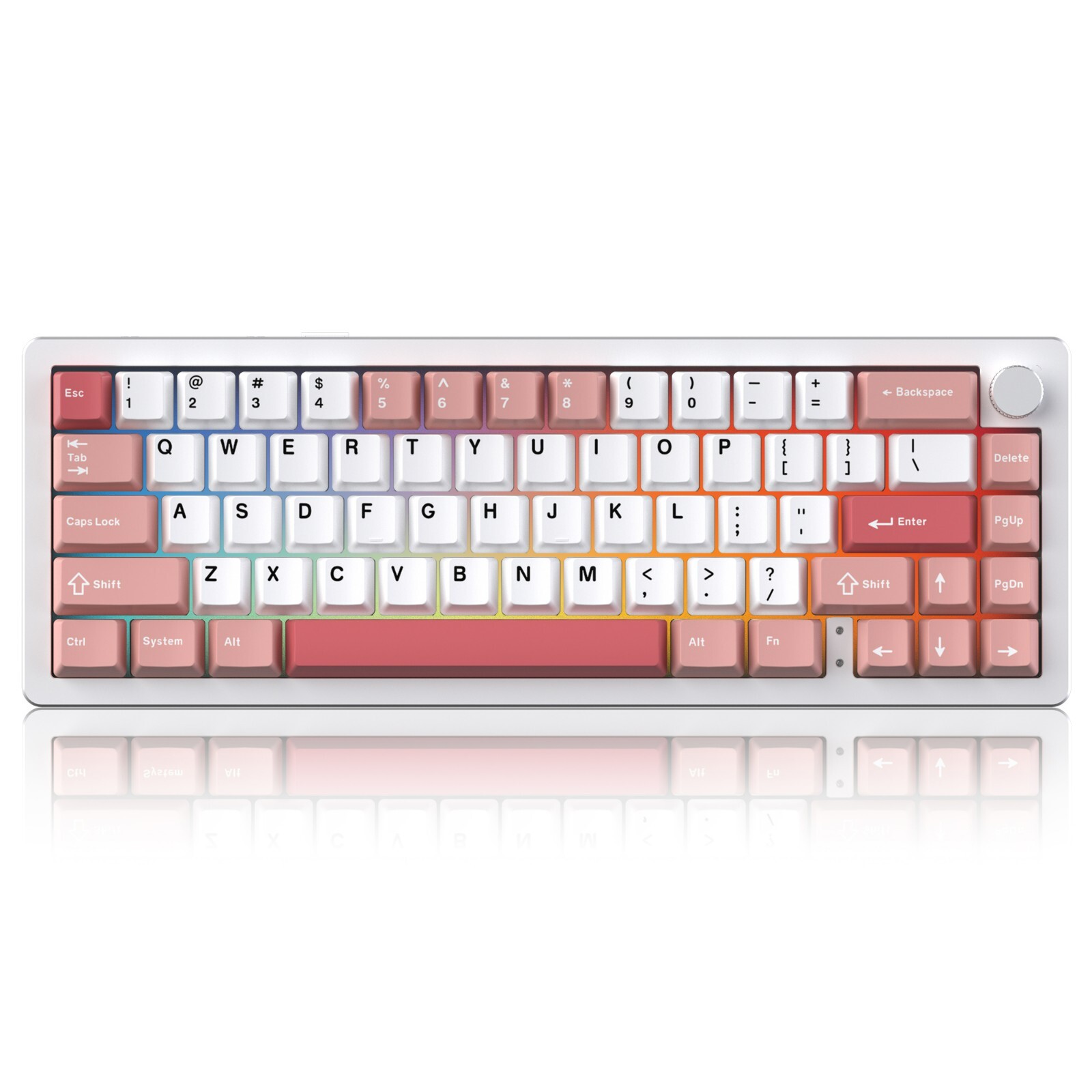 NABI NB1 65% Wireless Mechanical Gaming Keyboard, RGB, Aluminum, 66 Keys SLV/PNK