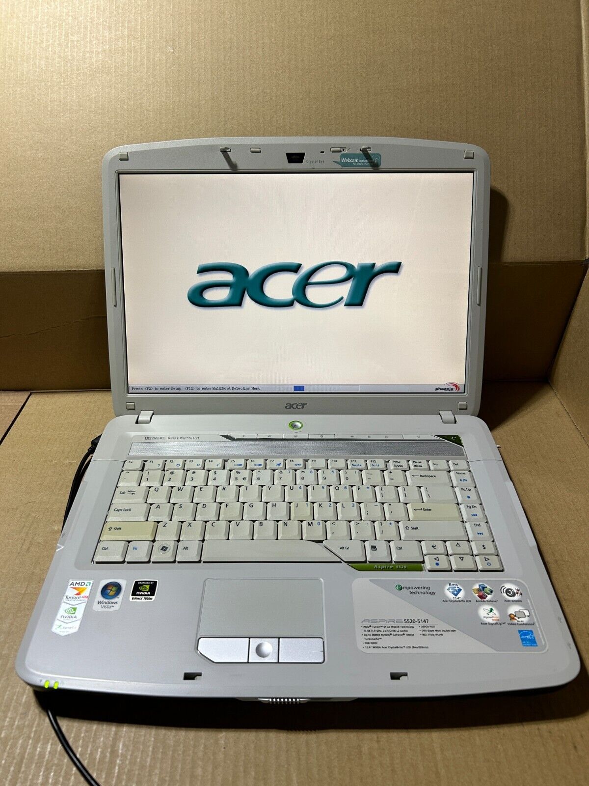 Used - Tested - Acer Aspire 5520-5147 Series Laptop - 4GB - 500GB - Win 10 Home