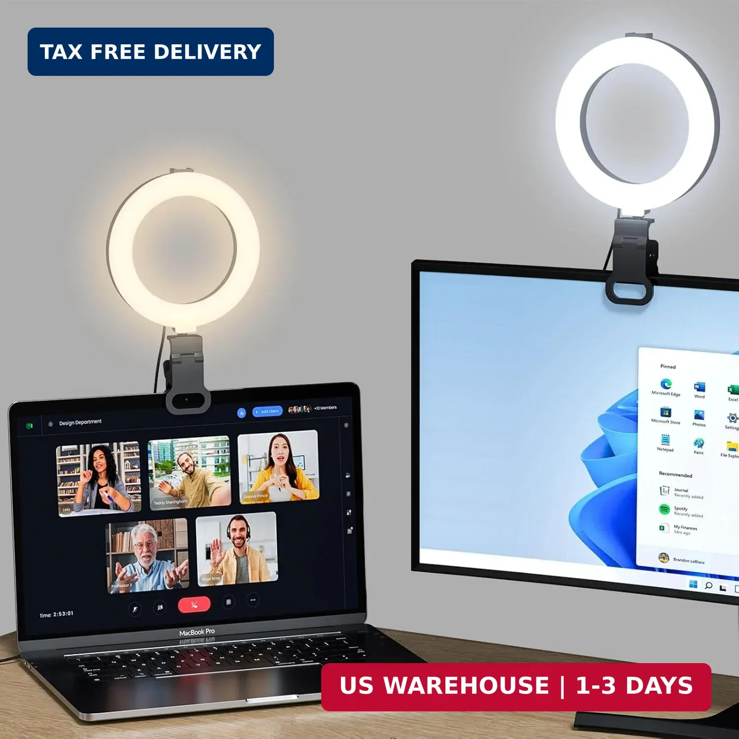 Ring Light for Computer Video Conference - Webcam Light for Monitor Clip On Remo