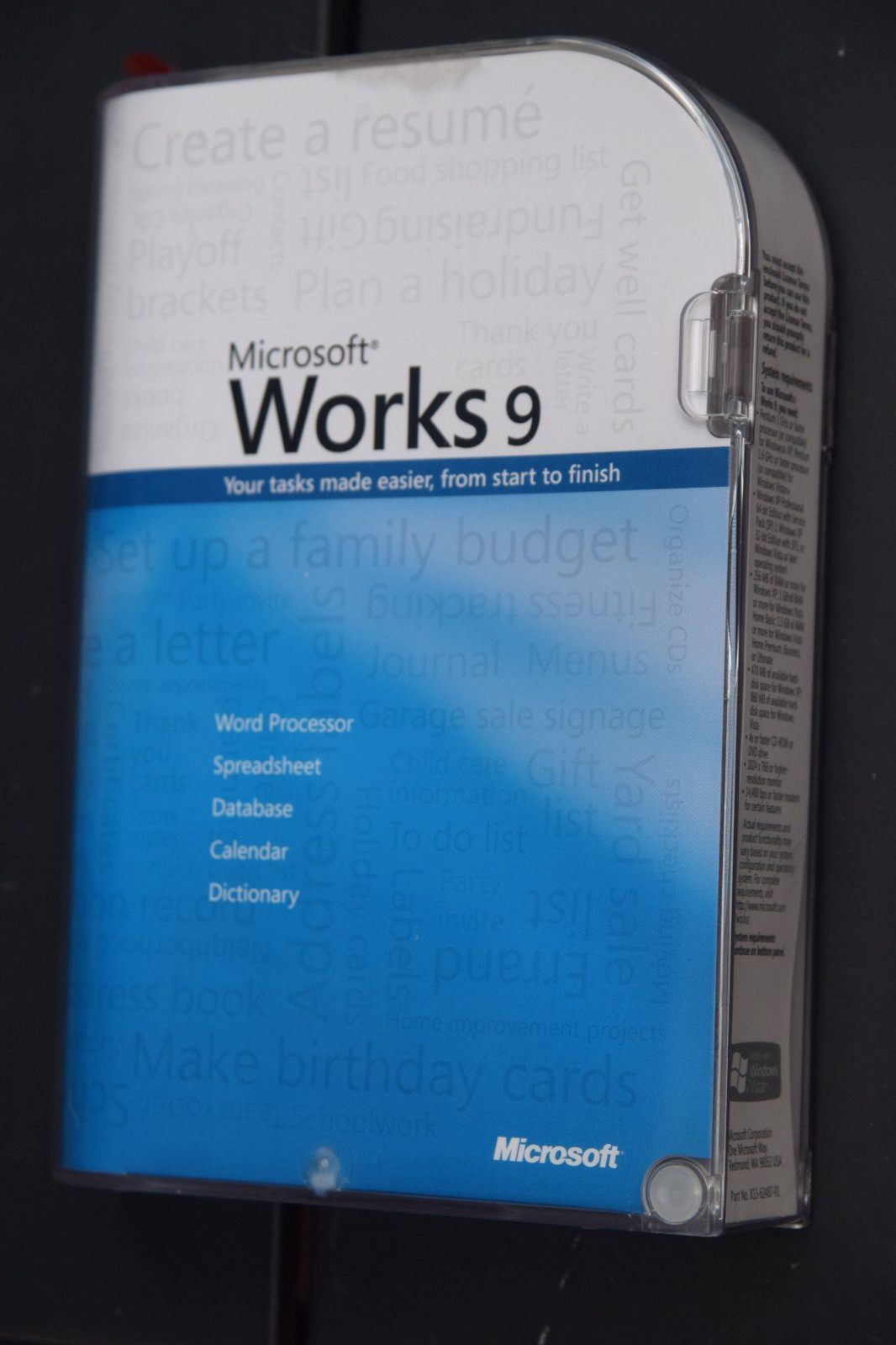 Microsoft Works 9 (2007) PC Productivity Software - Case CD Manual New