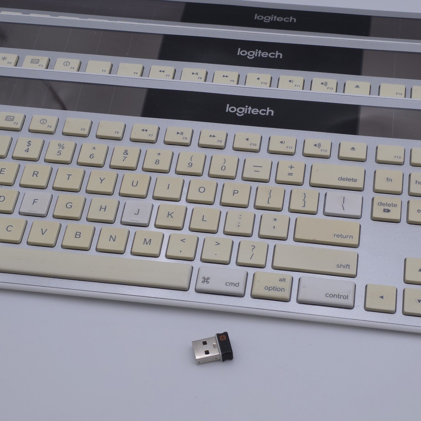 Logitech K750 Wireless Solar Keyboard x3 - WITH Dongle x1 - Tested And Working