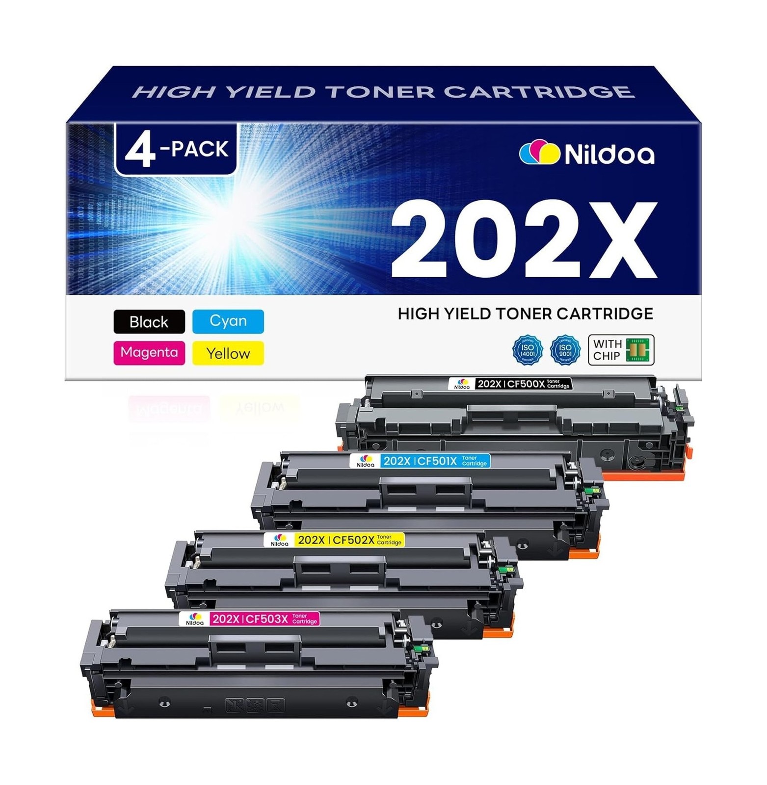 202X Toner Cartridges 4 Pack High Yield Replacement for HP 202X CF500X CF501X...