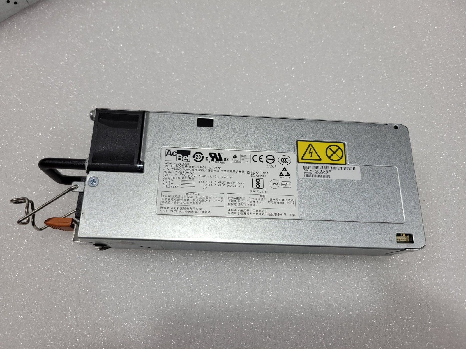 Genuine Ac Bel EMC 071-000-597-00 875W Power Supply FS9024