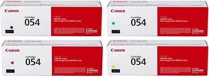 Original Canon 054 Toner Cartridge Full Set 4-Pack (Black Cyan Magenta Yellow)