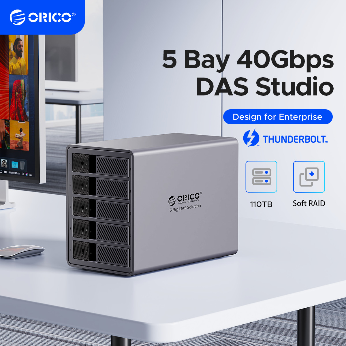 ORICO 5Bay Raid Hard Drive Enclosure DAS Solution Series USB3.0 DAS 110TB Alu