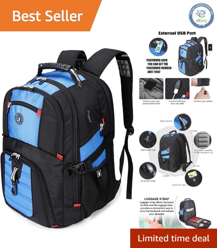 Stylish Waterproof 50L Laptop Backpack with USB Charging - Perfect for Travel