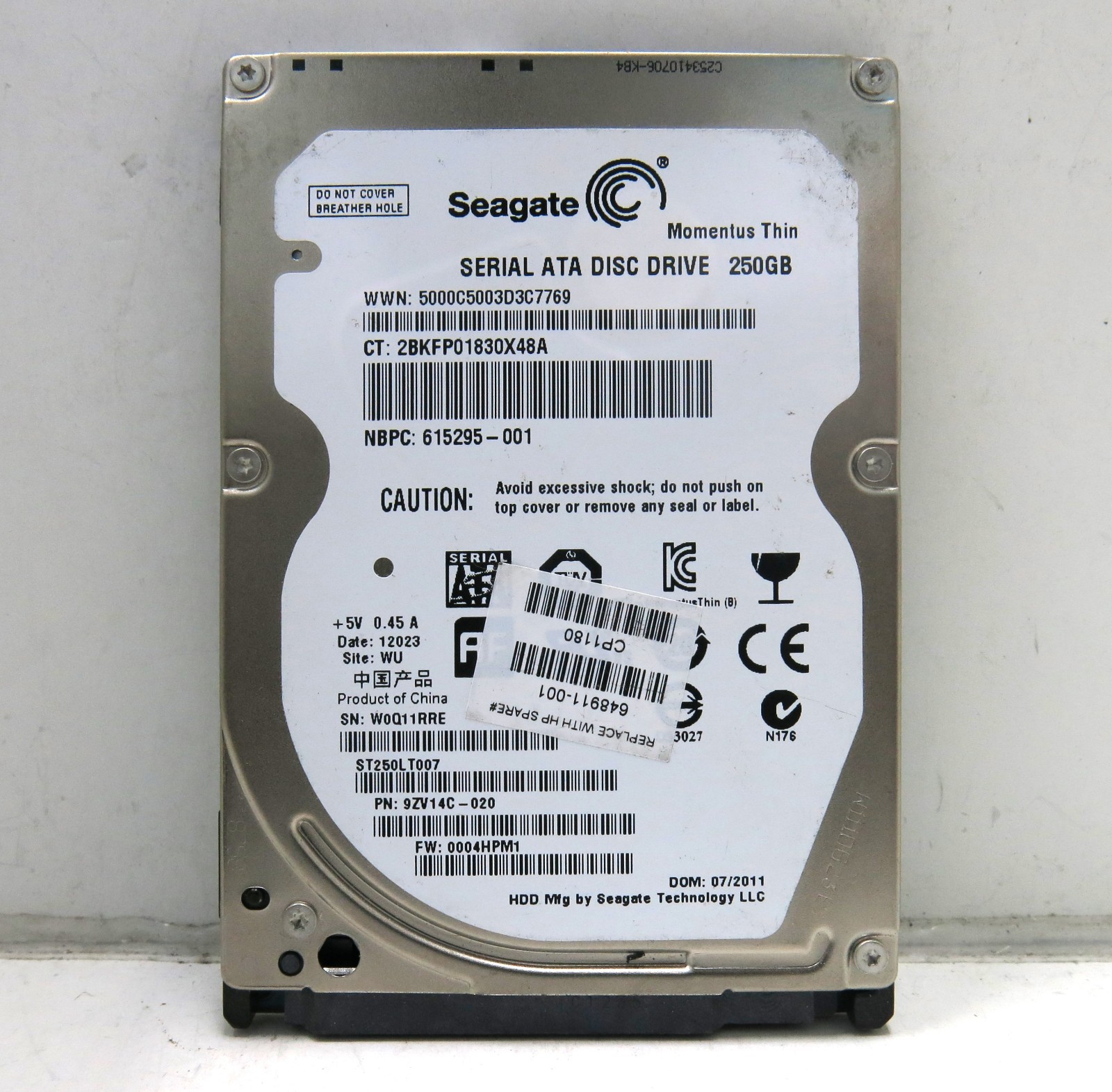Seagate Momentus Thin 250GB 7200RPM SATA 2.5 7mm Laptop HDD ST250LT007
