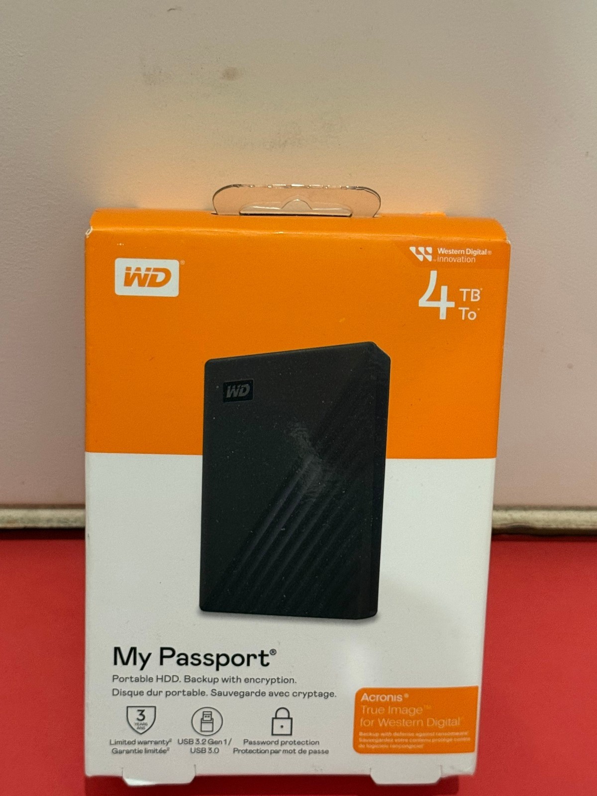 Western Digital 4TB My Passport WDBPKJ0040BBK-WEWM Portable External Drive-New