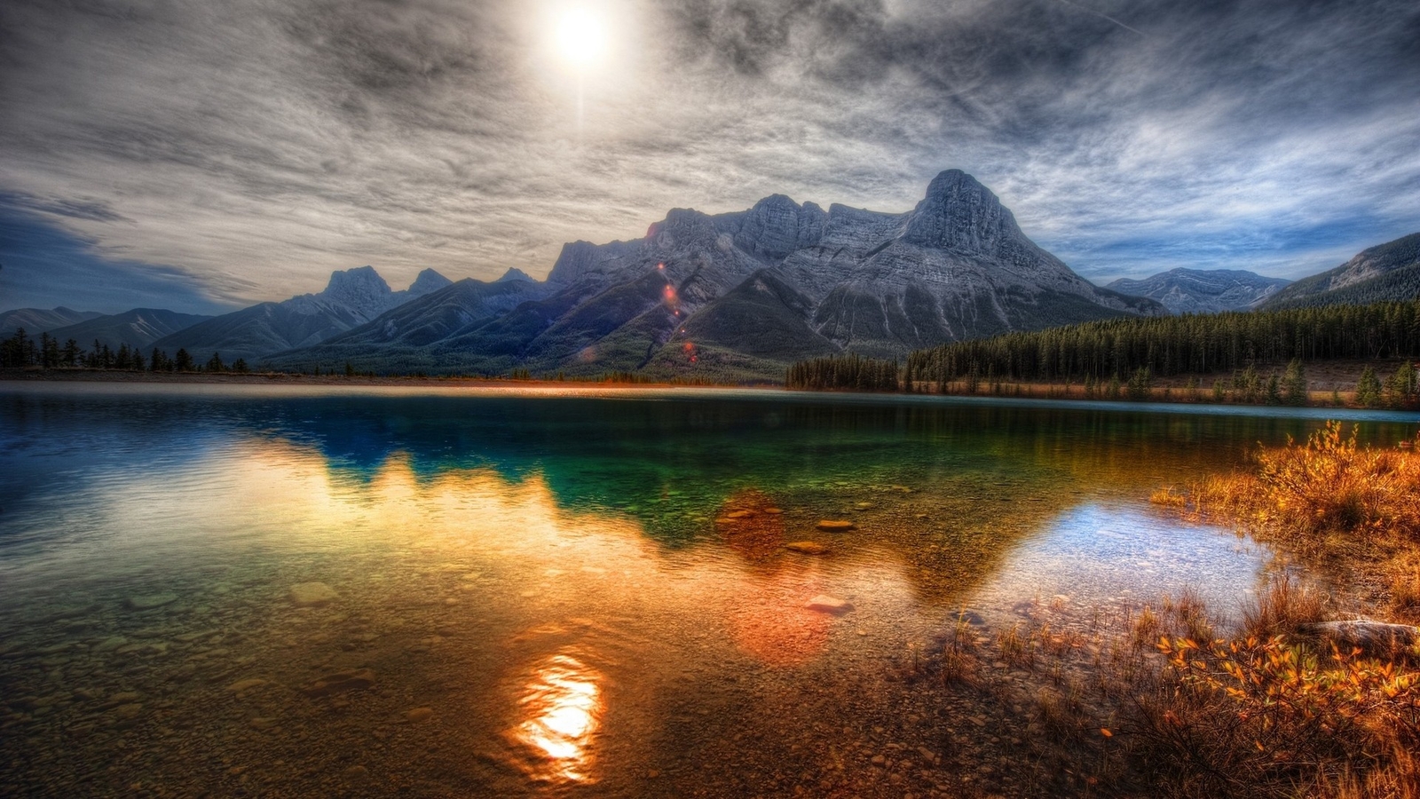 Landscape nature r sunset lake mountains reflection Custom Gaming Mat Desk