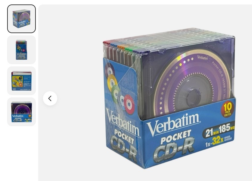 Verbatim Pocket CD-R 10 Pack Color Mini CD-R Discs New & Sealed 21 Min 185MB w/C