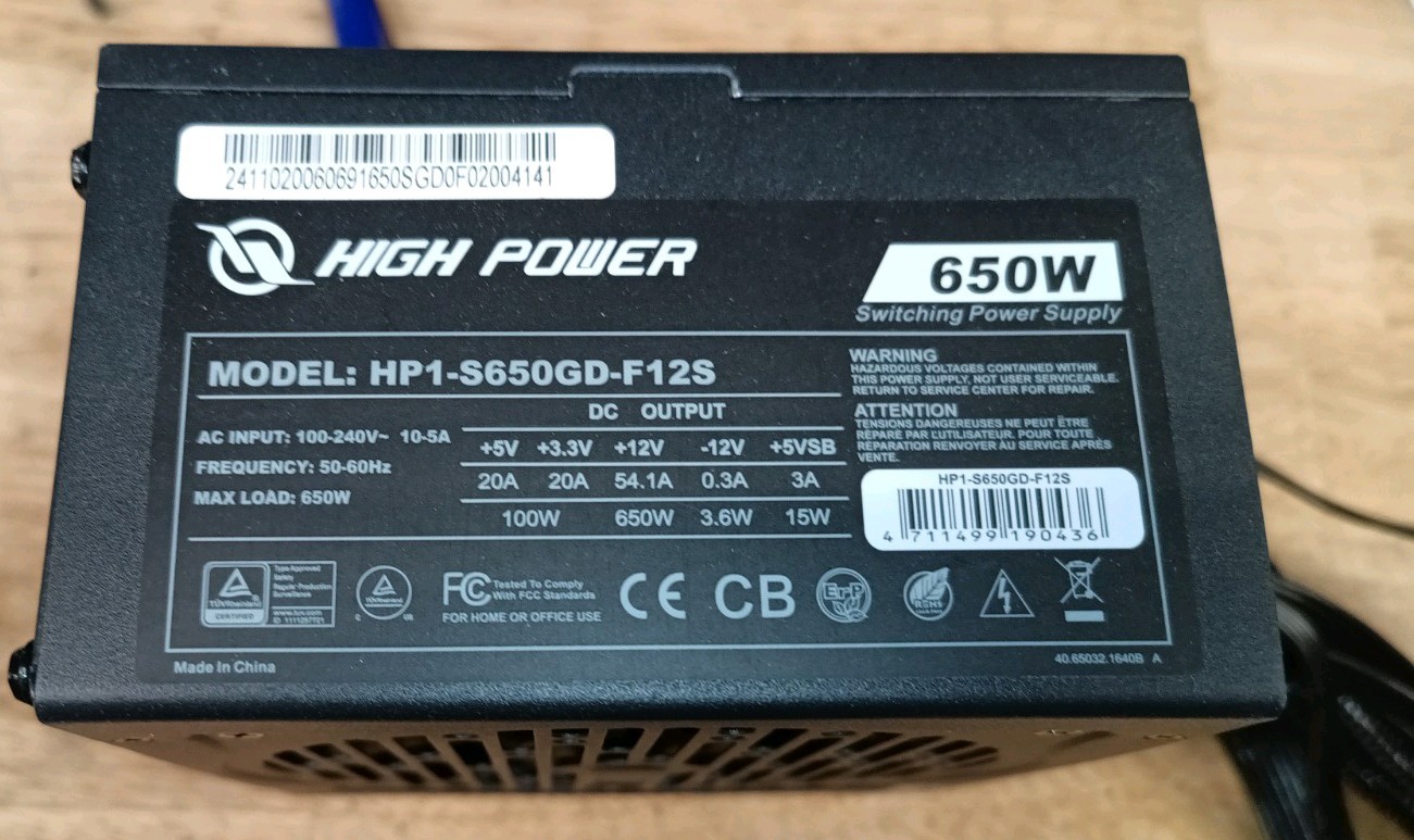 Compact 650W Non-Modular Gaming Power Supply - 120mm Fan & PFC Protection