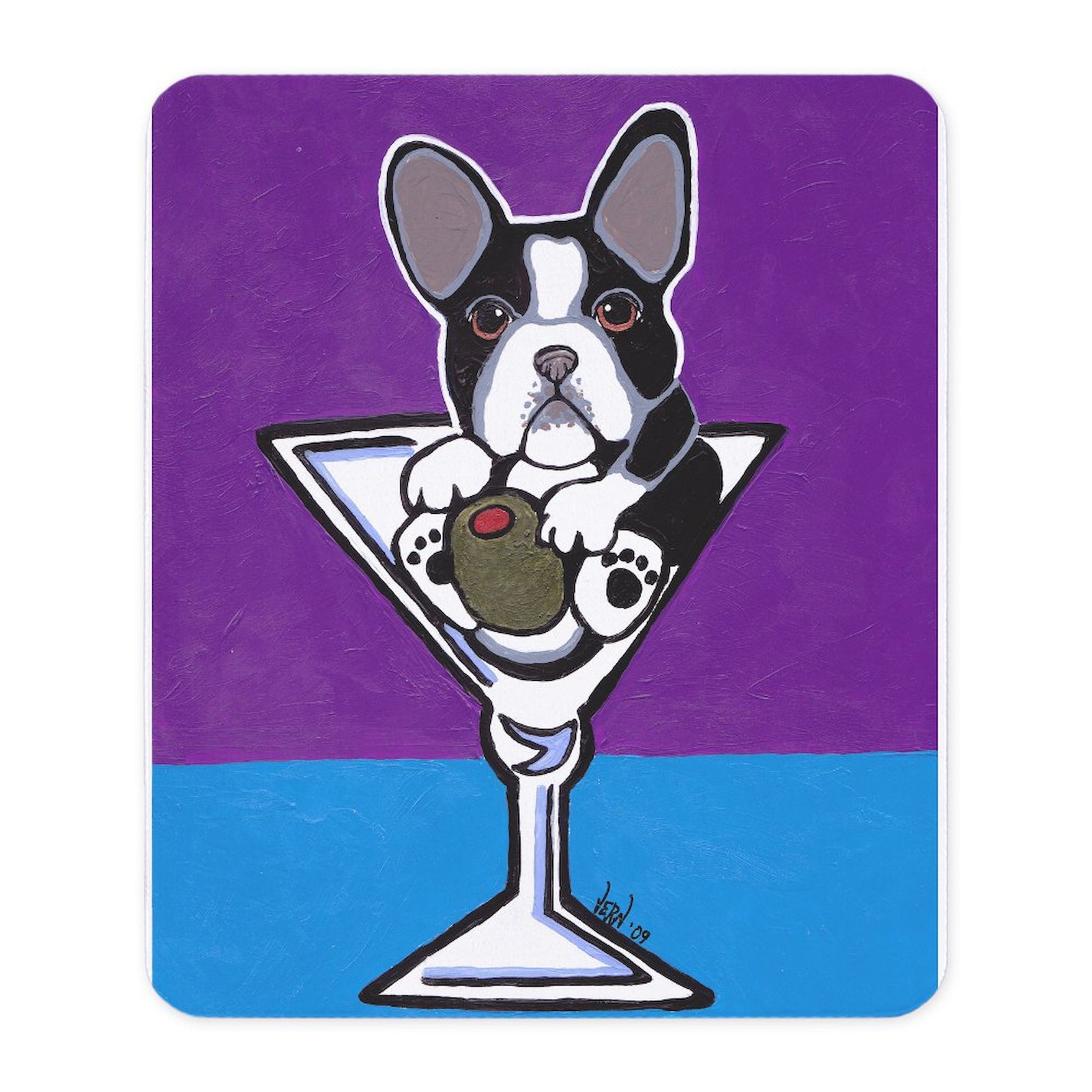 CafePress French Bulldog Martini, B&Amp;W Mousepad  (352352114)