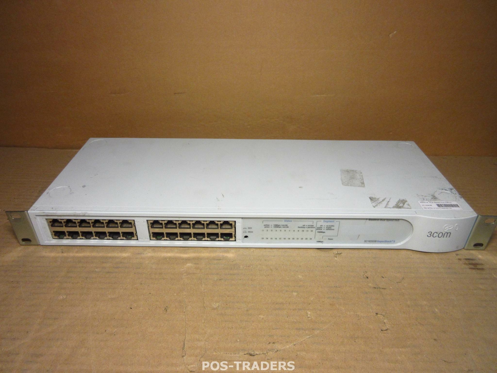 3COM 3C16593B Super Stacker Baseline Dual Speed Hub 24 Port Ethernet RJ-45 