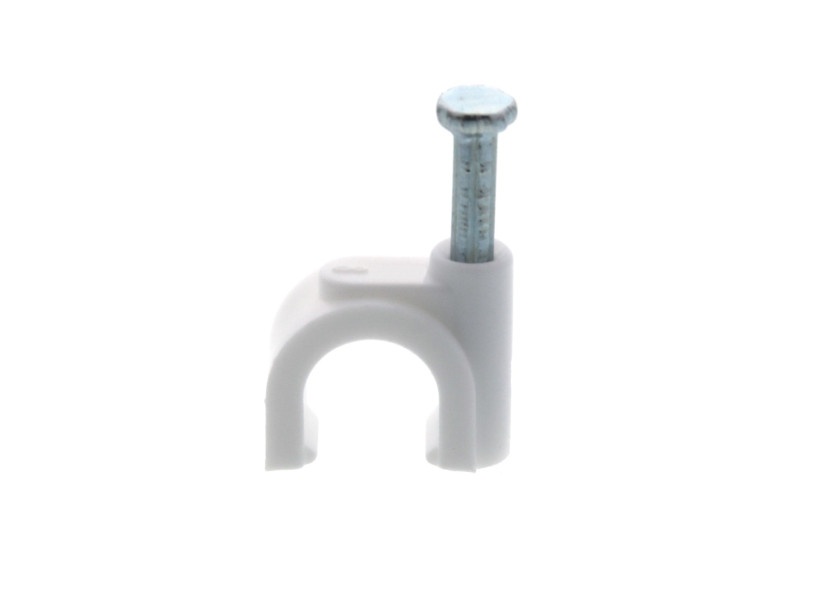 100-Pack 8mm Round Cable Clips, White | Nail-In Clips for RG6/Coax Wire USA
