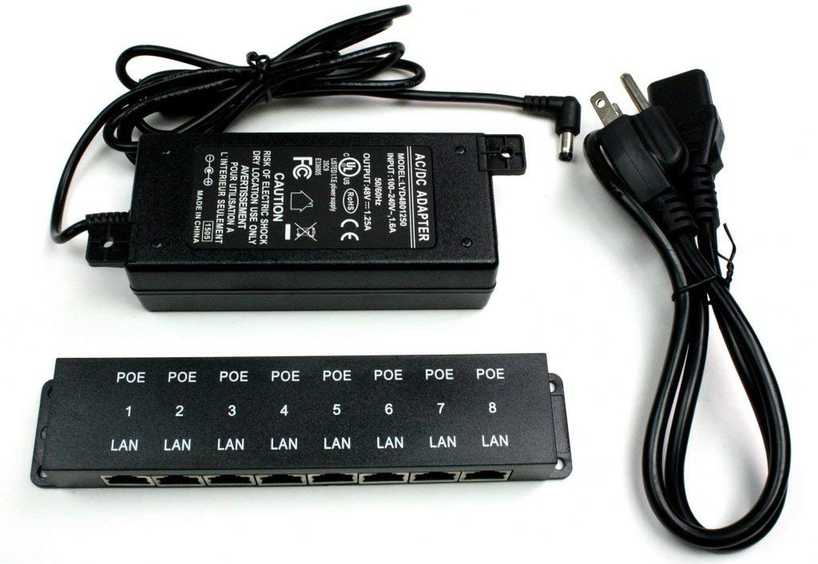 PoE Texas 8-Port Passive PoE Injector, 48V 60W, 10/100