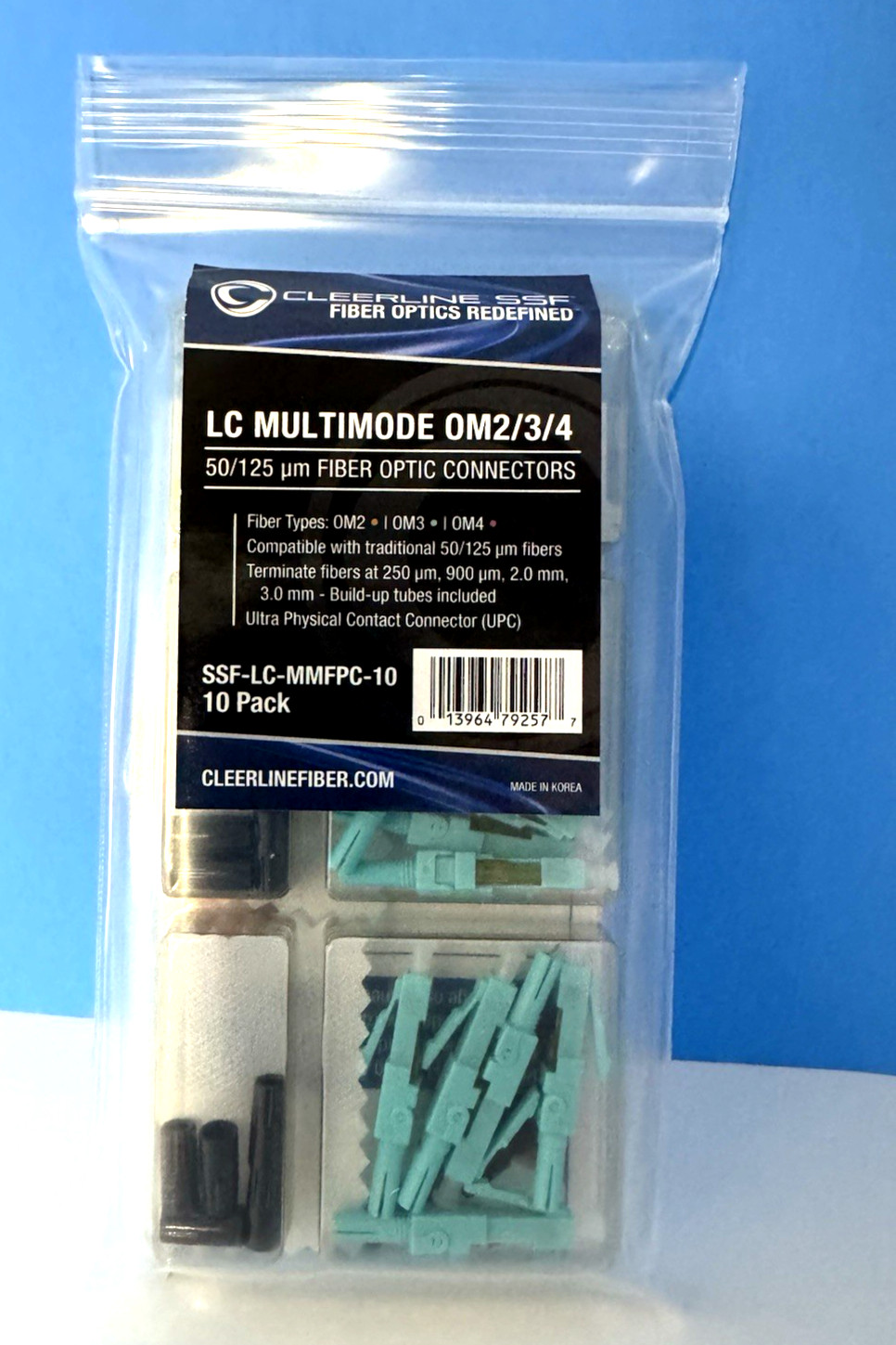 CleerLine SSF-LC-MMFPC-10 (10 pack) LC/UPC MM Connectors OM3-4 50/125 Micrometer