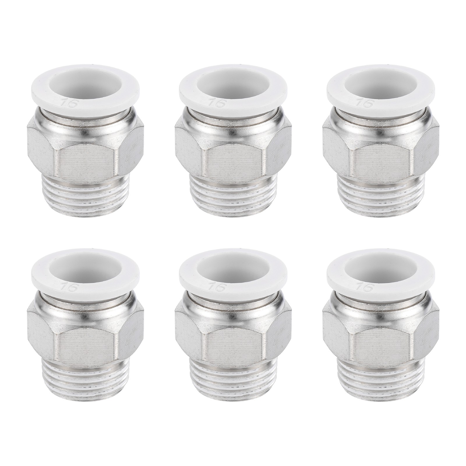 6Pcs Pneumatic Fitting 16mm Tube OD x 1/2" NPT Push to Connect Pneumatic Fitting