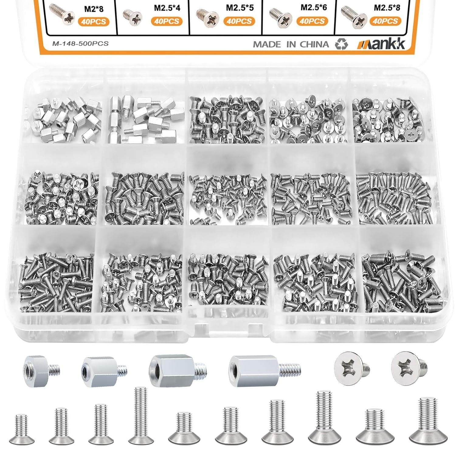 500PCS M.2 SSD Screw Kit M.2 SSD Mounting Screws Motherboard Standoffs