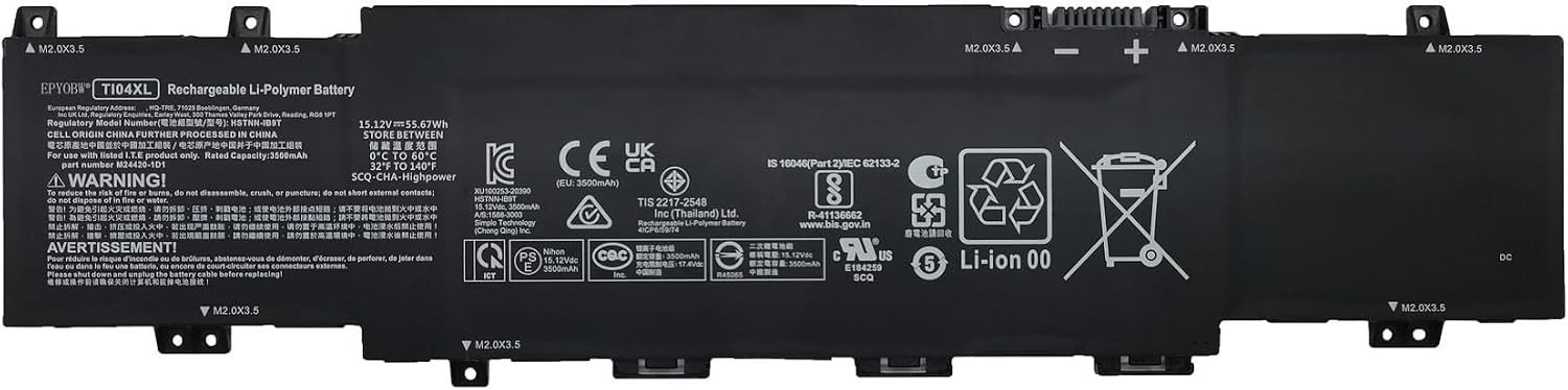 TI04XL Laptop Battery 55.67Wh 15.12V 4 Cell Compatible with HP Envy 17 CH 17