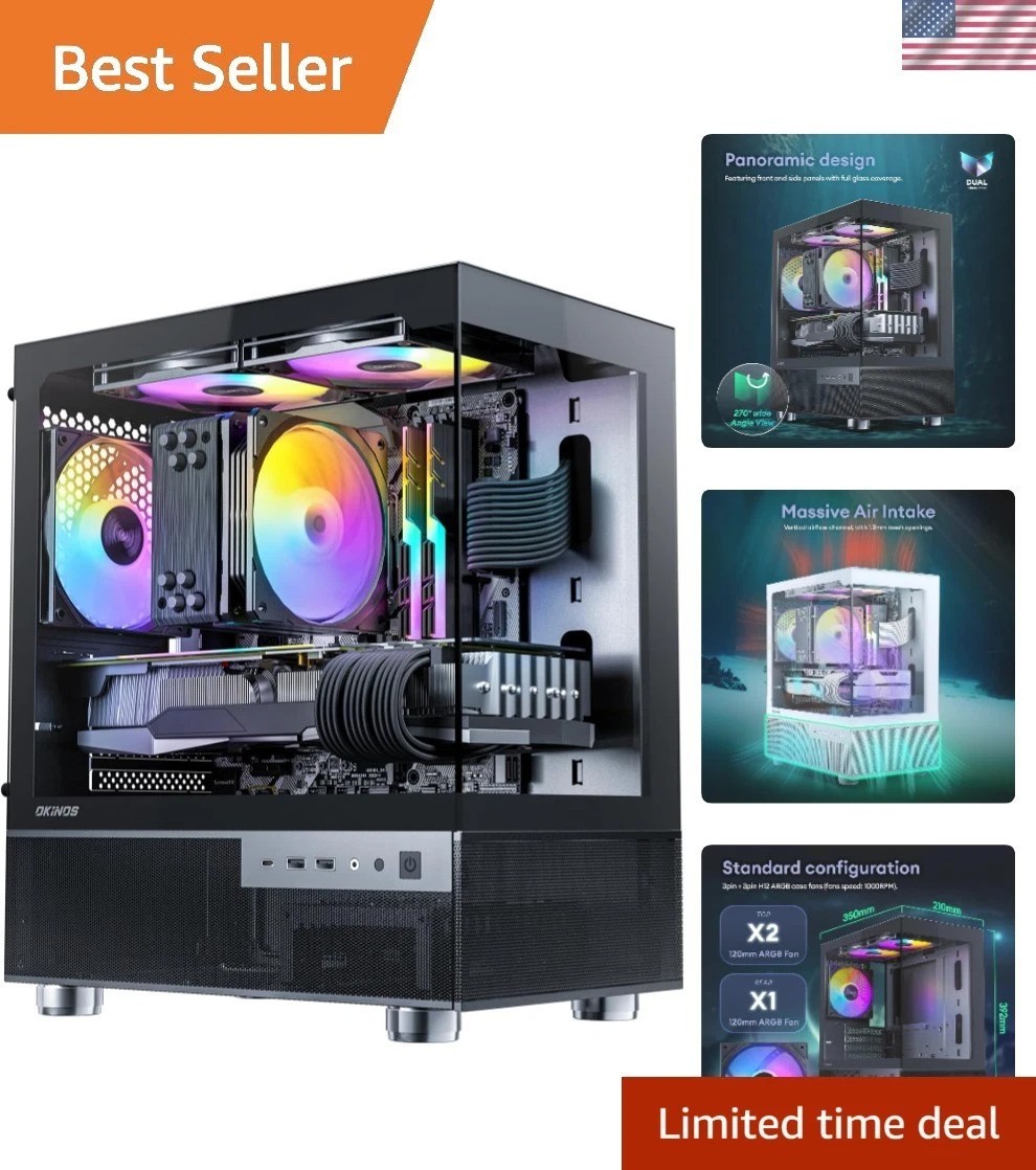 Aqua 3, Micro ATX Case, MATX PC Case with 3 X 120mm 3-Pin ARGB Fan Pre-Instal...