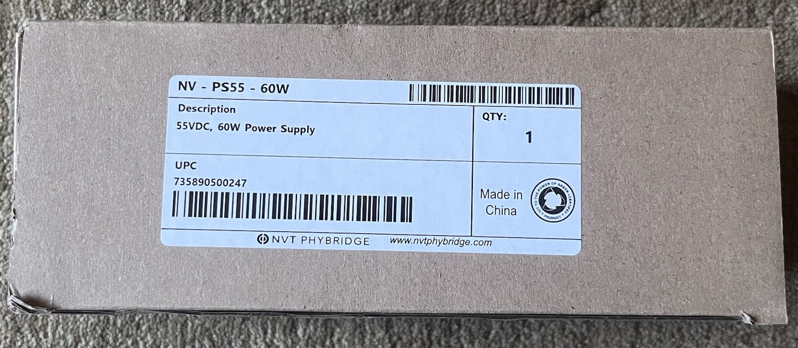 NVT Phybridge NV-PS55-60W Power Supply 60W 55VDC Maximum Output