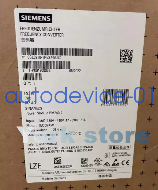 New Siemens 6SL3 210-1PE27-5UL0 6SL3210-1PE27-5UL0 Frequency Converter DHL/FedEx